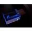 USB-флешка на 16 Гб прямоугольной формы, под гравировку 3D логотипа, материал стекло, с деревянным колпачком красного цвета, синий