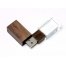USB-флешка на 16 Гб прямоугольной формы, под гравировку 3D логотипа, материал стекло, с деревянным колпачком красного цвета, зеленый