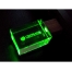 USB-флешка на 16 Гб прямоугольной формы, под гравировку 3D логотипа, материал стекло, с деревянным колпачком красного цвета, зеленый