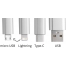 Зарядный кабель с разъемами micro USB, USB-C и Lightning, серебристый