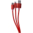 Кабель-брелок micro USB, USB-C и Lightning, красный