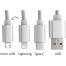 Кабель-брелок micro USB, USB-C и Lightning, серебристый