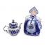 Набор Гжель: кукла на чайник, чайник заварной с росписью